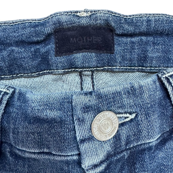 MOTHER The Looker Crop Blue Distressed Skinny Jeans Size 26 - Picture 10 of 14